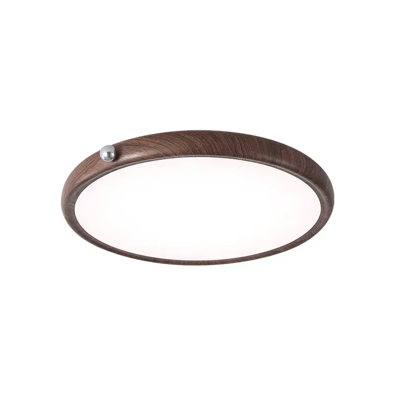 Japanese-style wabi-sabi wind milk bean bedroom light retro walnut grain full spectrum eye protection light study ceiling light