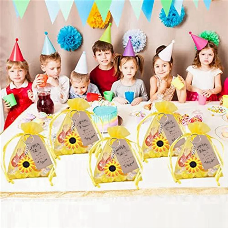 JY-60PCS Sunflower Keychain Sunflower Theme Party Favors Set