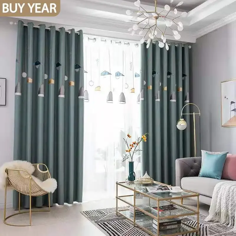 

Modern Curtains for Living Dining Room BedroomLighting Minimalist Embroidery Curtain Plain Weave Embroidery Curtain Morden Tulle