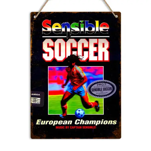 Sensible Soccer Vintage Metal Sign Amiga Game Art Wall Plaque Retro Gamer Gift