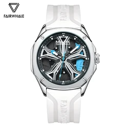 2024 Fashion White Watches Mens Famous Brand Mark Fairwhale Sports Silicone Strap Quartz Wristwatch Cool Man Rotating Dial Watch