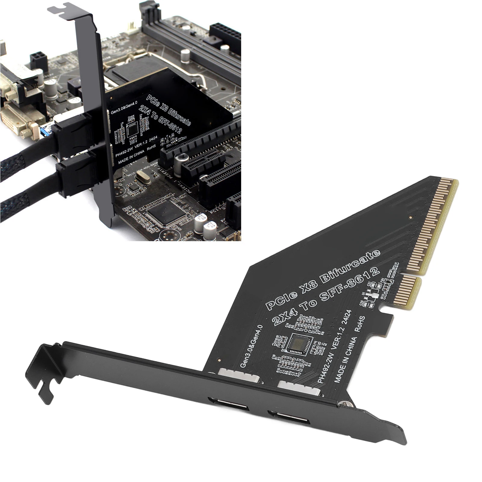 

Карта адаптера PCIe 4.0 X8 к Oculink Высокоскоростная передача данных 128 GT/s SFF 8612 Безопасная внешняя видеокарта для NVMe SSD GPU