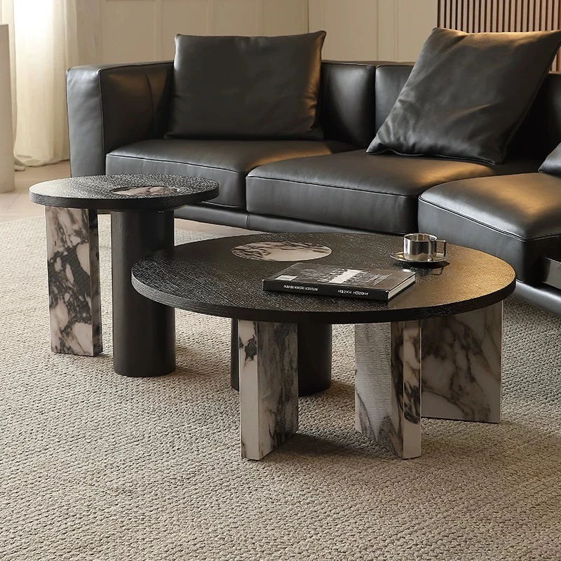 

JC "2025 Luxury Round Coffee Table - Italian Modern Marble Top Minimalist Side Table for Contemporary Living Room"