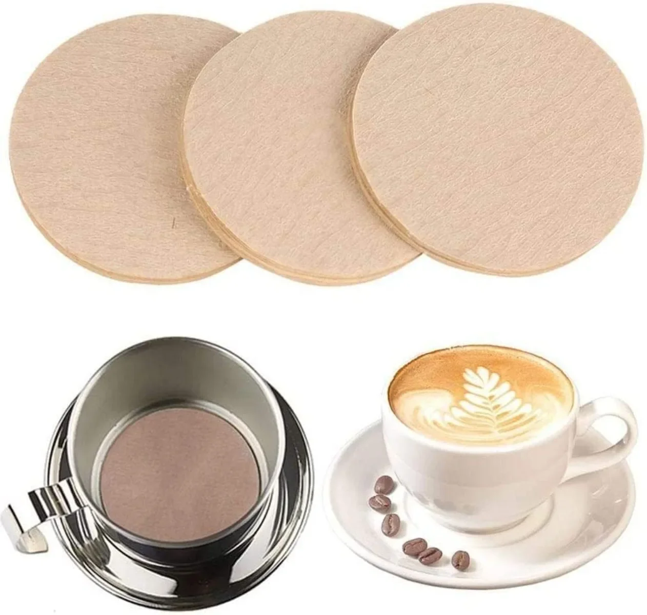 100 Pcs Coffee Filter Paper 51/53/56/58/60/62/64mm Moka Pot Filter Universal Secondary Water Replacement  Cafe