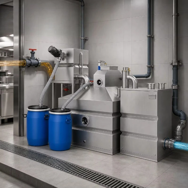Commercial Kitchen Grease Trap Oil Water Separator 220V Stainless Steel Integrated Wastewater Treatment System for Restaurant