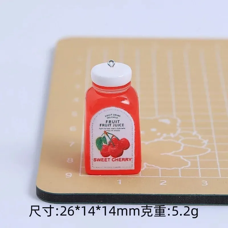 10Pcs Kawaii Mini 3D Cherry Orange Juice Bottle Resin Pendants Cute Drink Charms DIY Handmade Craft Supplies for Earrings - view 5