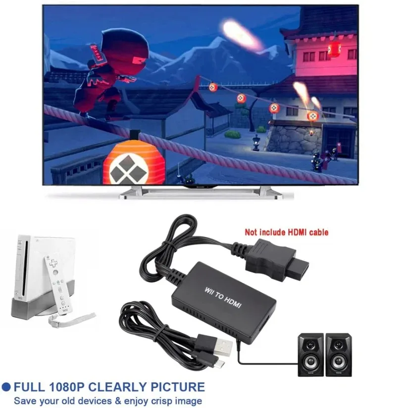 محول متوافق مع HDMI ، محول مع مقبس صوت ، يدعم شاشة Wii للكمبيوتر ، HDTV والشاشة ،