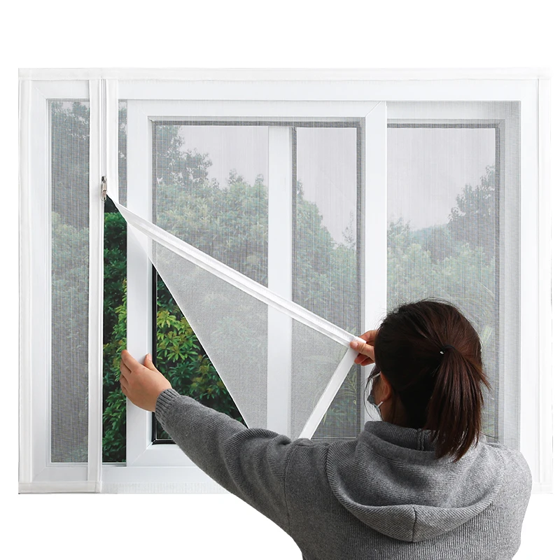 

White, Customized size，Window mesh with zipper Self-adhesive zipper,mosquito nets for windows anti mosquito window door curtain