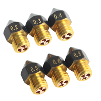 6PCS for Ender-3/Ender-3 Pro MK8 Printer PTFE Coated Brass Nozzle 0.2/0.3/0.4/0.5/0.6/0.8mm 3D Printer Nozzles