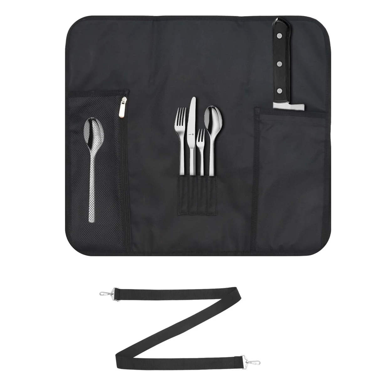 Knife Bag Nylon Chef Roll Bag with 8 Pocket for Kitchen Accessories Portable Knives Case Holder