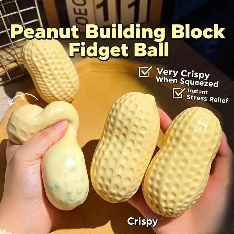 Simulation Peanut Squishy Slow Rising Toy Soft Squeeze Stress Relief Fidget Toy Realistic Food Decompression Sensory Moto