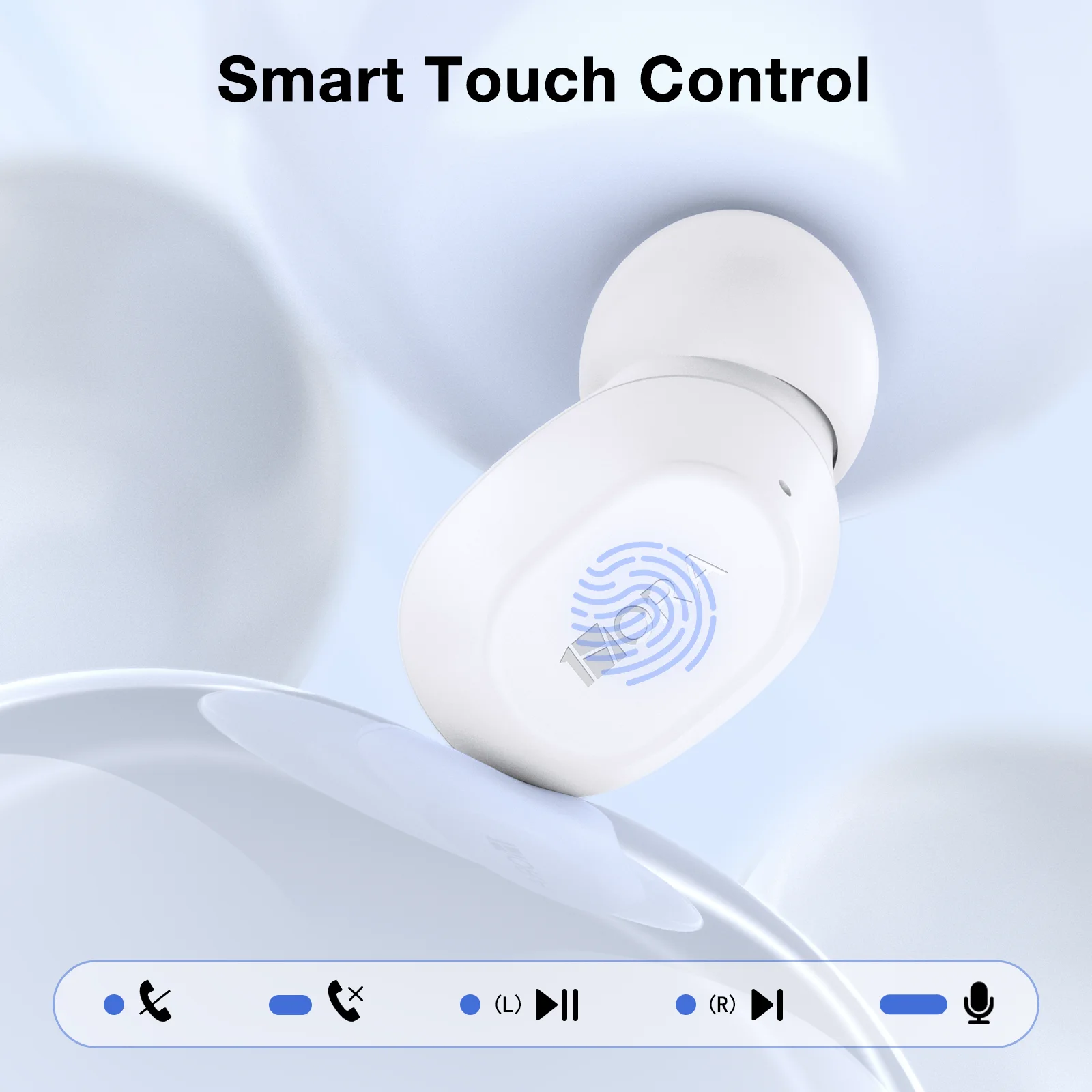 1HORA AUT208 سماعات أذن لاسلكية بلوتوث 5.3 من النوع C شحن داخل الأذن سماعة أذن توافق واسع لـ IOS/Android أبيض/أسود/أزرق