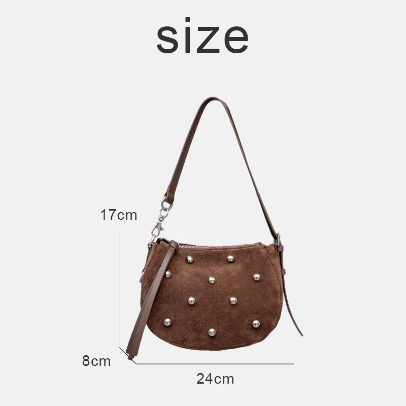 Custom Initials Leather Saddle Bags For Women Luxury Designer Handbag And Purse 2026 New In Vintage Cowhide Rivet Small Shoulder