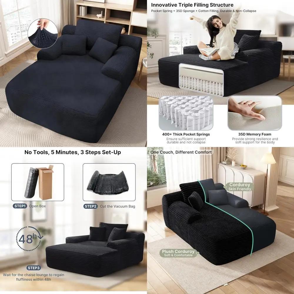 غطاء سروال قصير كبير الحجم مكون من 68 كرسي استرخاء داخلي باللون الأزرق الداكن، ودعم بحزامين، وغطاء أريكة متضمن #1