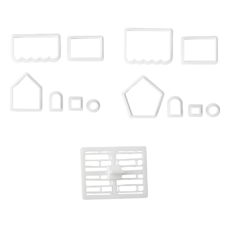 Bộ khuôn cắt bánh quy chất liệu nhựa để nướng bánh quy Bánh quy 3D Bộ khuôn hình ngôi nhà bánh gừng cho lễ hội Giáng sinh