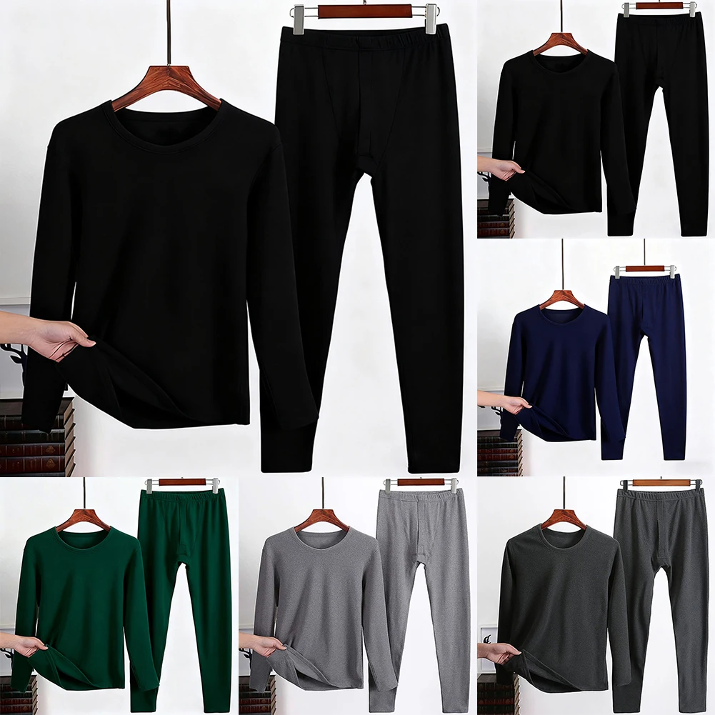 Winter Warm Men Underwear Set Men Double-sided Fleece Thermal Underwear Sets  Base Layer Tops Bottom Sets