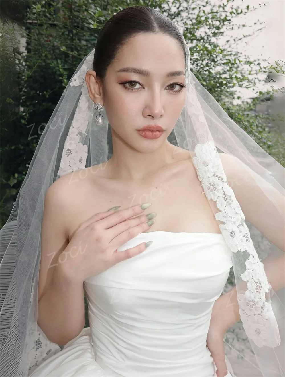 Zoci Elegante Strapless Taffeta Korte Mini Koreaanse Trouwjurken Gedrapeerd Colorado Pwerna Tethoi Sukhoi Bruid Foto's Schieten Bruidsjurken Op Maat