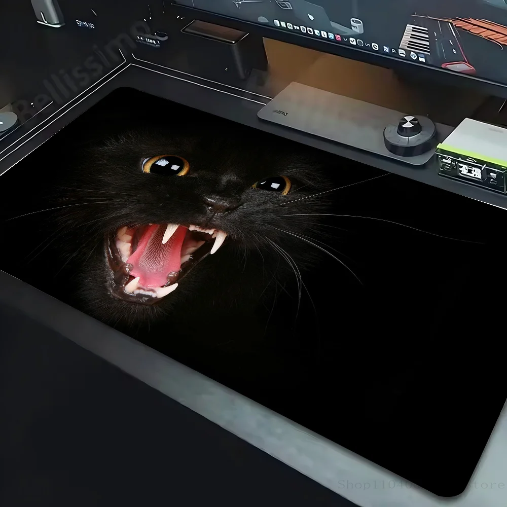 Black Cat Mousepad Non-slip Suitable For Office Computers Laptops E-sports Game Desk Mats XXL Keyboard