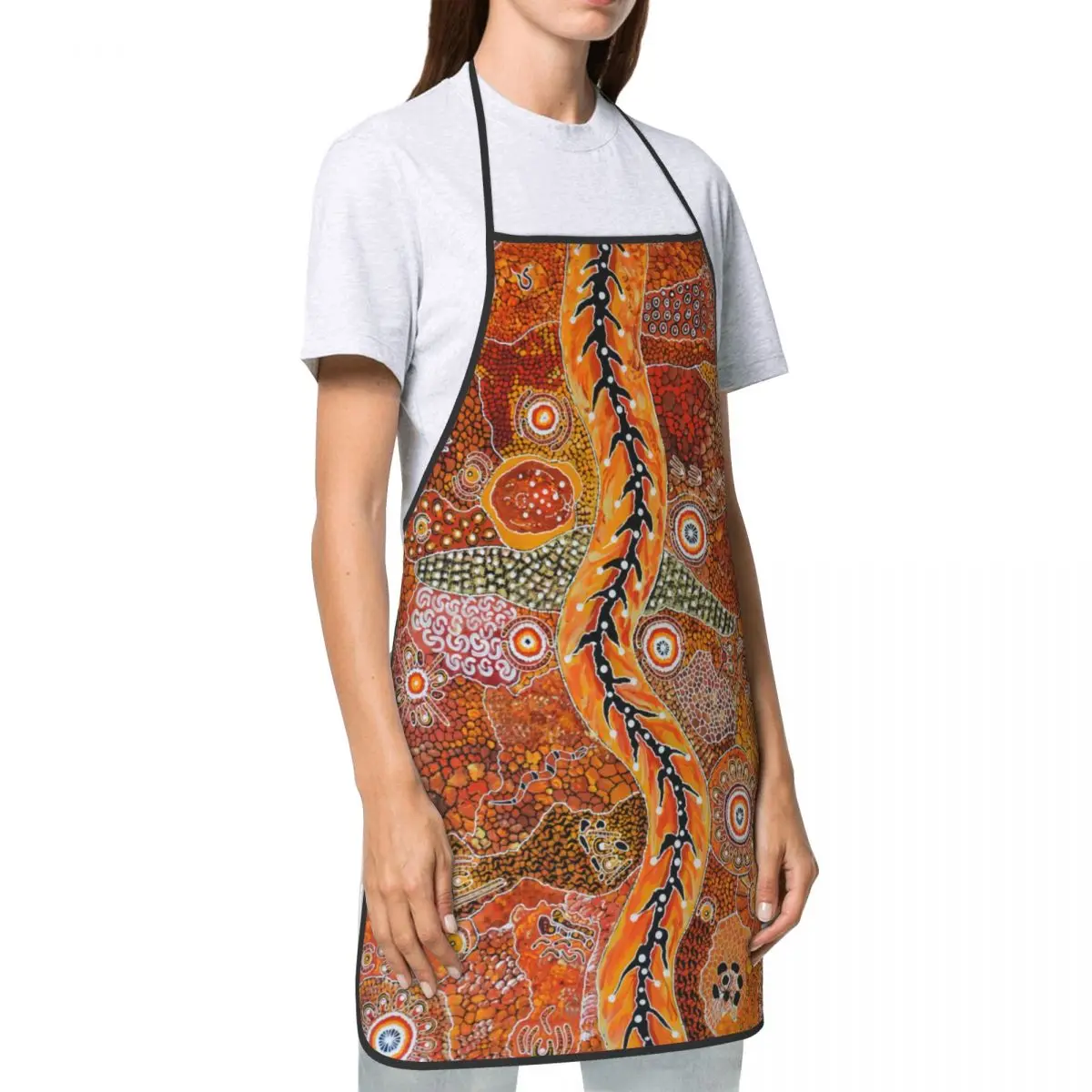 Benutzerdefinierte Unisex Australische Aborigine-Kunst Küchenchef Kochen Backen Schürze Frauen Männer Tablier Küche für Gartenarbeit