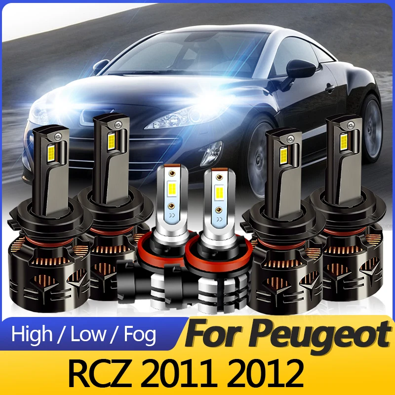 2PCS High quality CANbus For Peugeot RCZ 2011-2012 LED Headlights H7 High Beams Low Beams  H11 Front Fog Lamps 30000LM Plug&Play