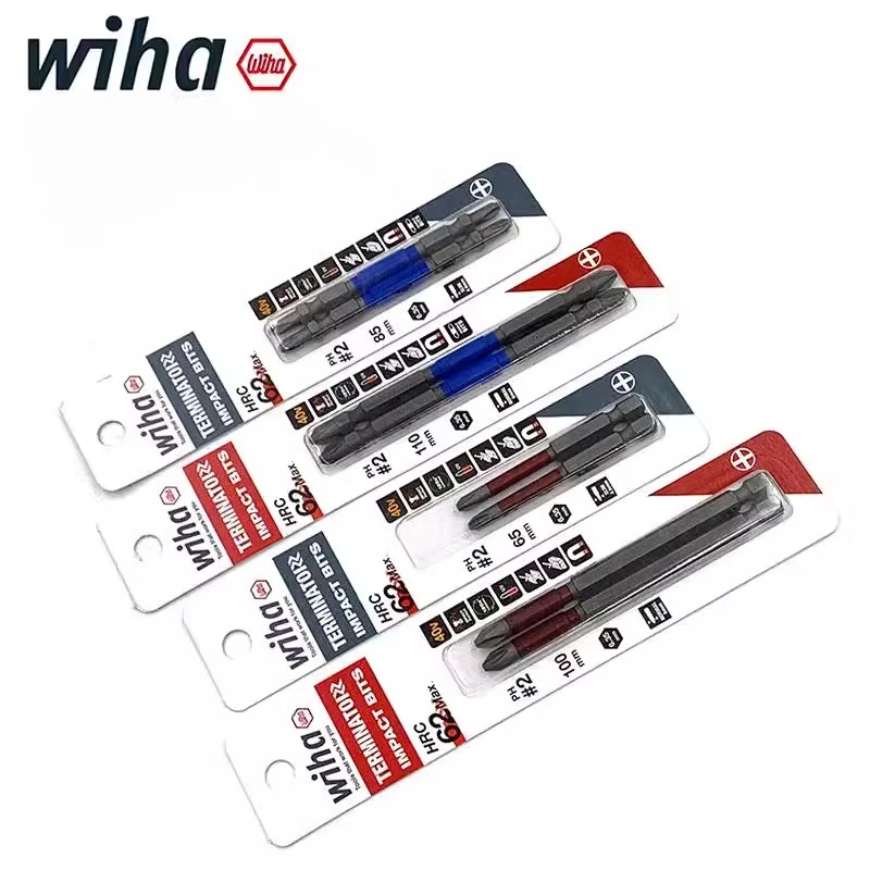 WIHA Impact Screwdriver Bit High Torque HRC 62 PH2 Bits 65 85 100 110mm 2PCS Phllips Screw Driver Head 91001C Series