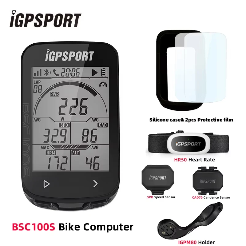 IGPSPORT BCS100S Bike Computer BLE ANT+ 2.6 Inch IPX7 Type-C 40H Battery Life Auto Backlight GNSS Stopwatch IGS Bicycle Computer