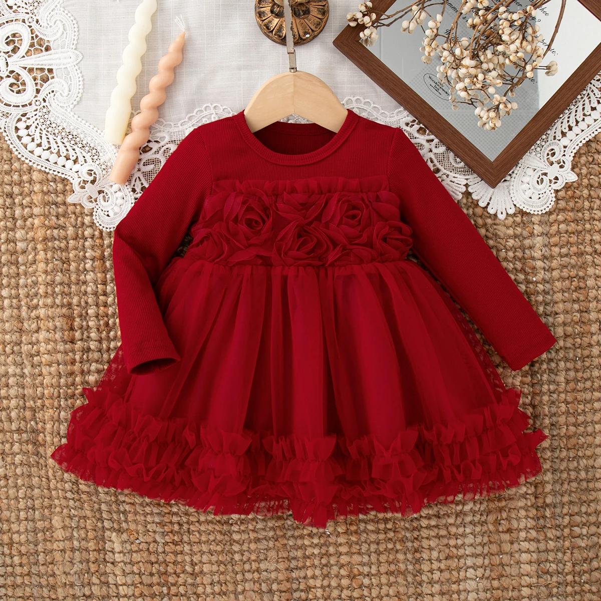 Girls' Dress Spring Autumn Flower Princess Baby Girls' Dress Sweet Birthday Party Baby Dress Baby Girl Clothing ﻿