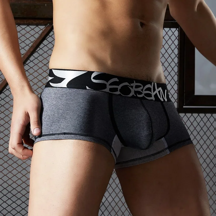 Seobean-algodão boxer para homens, roupa interior sexy, baixo crescimento, nova vinda