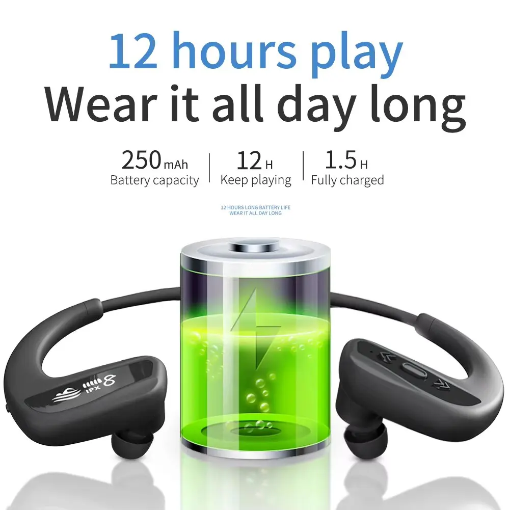 Professional Swimming Earphone 16/32GB MP3 Music Player Bluetooth Headphones IPX8 Waterproof Underwater HD Sound Sports earbuds