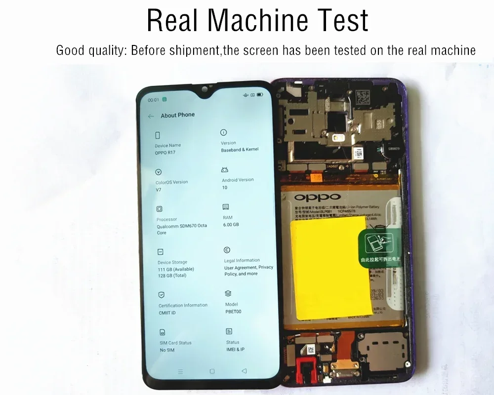 Imagem -06 - Oled Lcd Display Screen Digitizer Peças de Reposição de Montagem Completa Oled para Oppo R17 Rx17 Neo 64