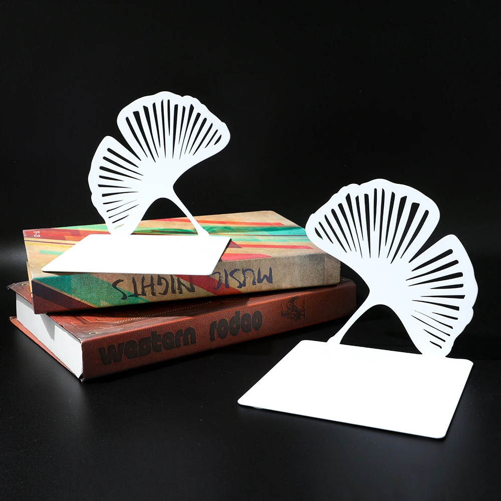 3 Style Ginkgo Leaf Bookends Bring Luck Metal Bookends Office Desktop Home for Book Lovers Office supplies Book rack Bookshelf