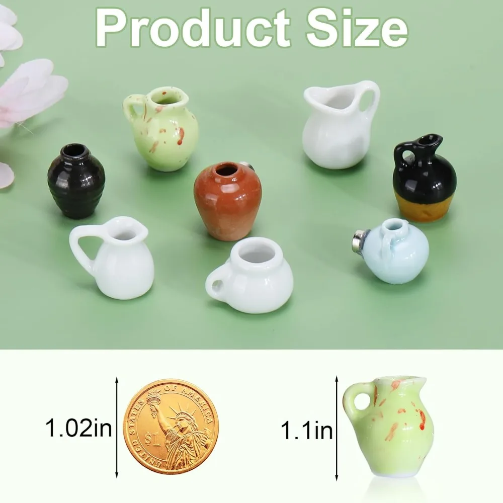 

Miniature vase refrigerator magnet set (8 pieces), 3D ceramic plant vase refrigerator magnet decoration set