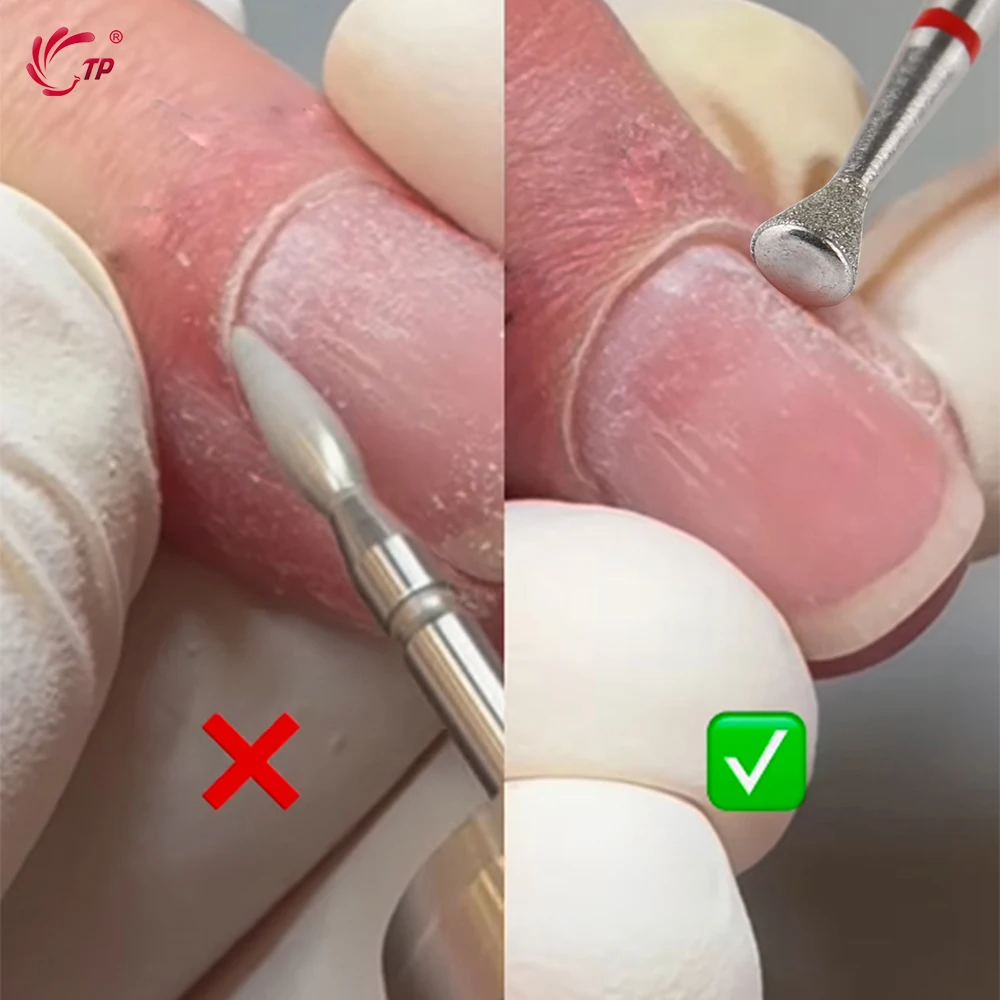 TP 2pcs Diamond Nail Drill Bits Rotary 3/32'' Milling Cutter for Manicure Pedicure Nail Files Electric Cuticle Clean Nail Tools