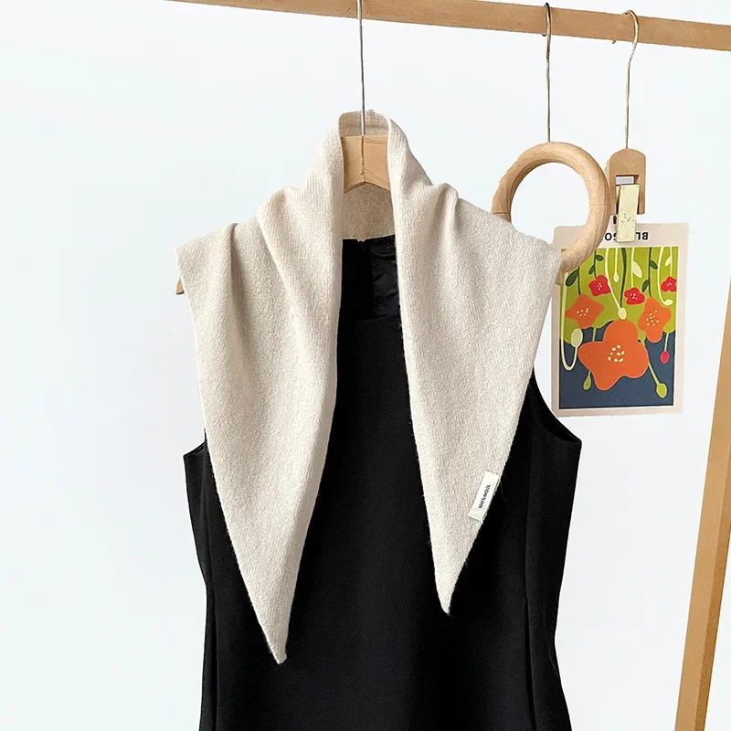 Women Autumn Winter Wool Knit Triangle Scarf Wrap Shawl Warm Multifunctional Neck Warmer EU US