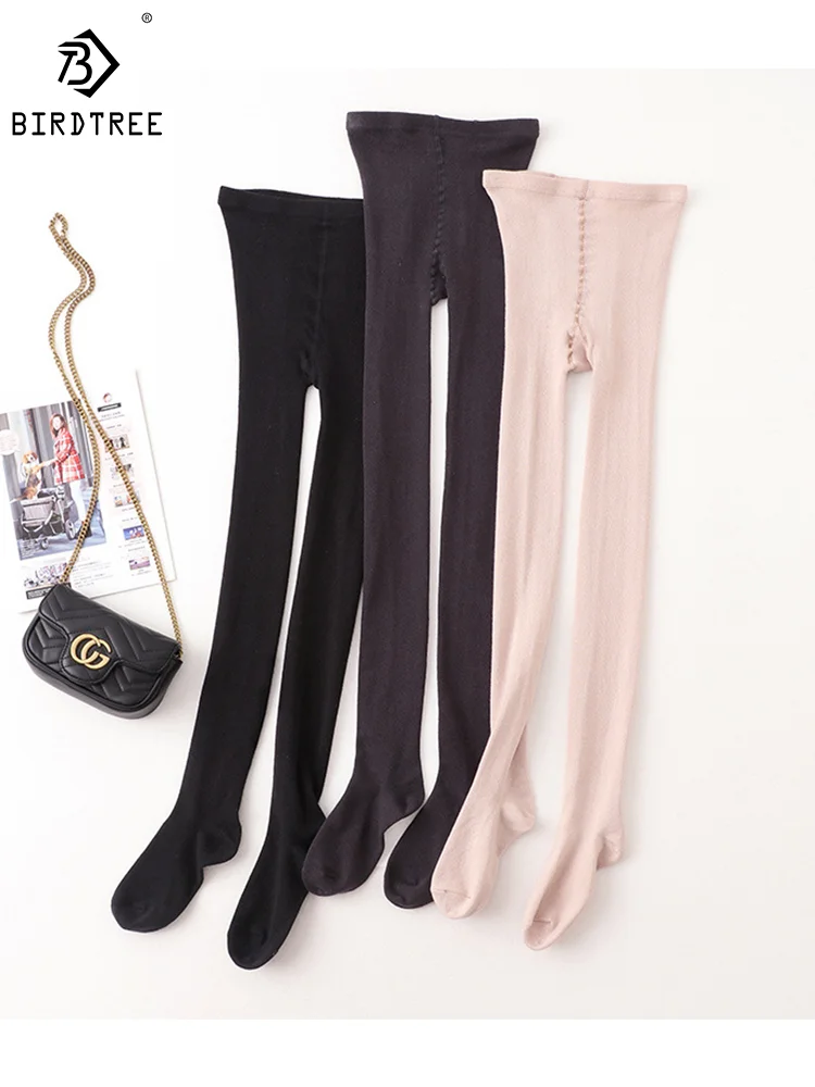 Legginsy Birdtree, 50% prawdziwego jedwabiu, jesienno-zimowe, dopasowane, jedwab odporne na zaciągnięcia, pogrubione legginsy termoizolacyjne P43901QM