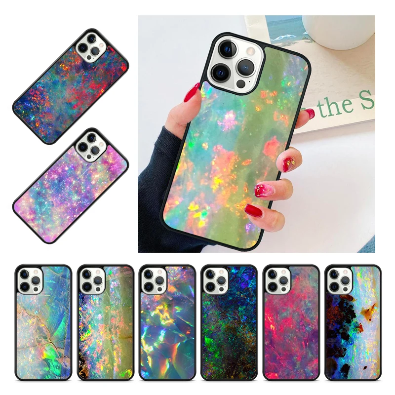 Opal Stone Iridescent Phone Case Cover For iPhone 15 16 14 13 12 Pro Max mini 11 Pro Max XS X XR Plus Coque Shell