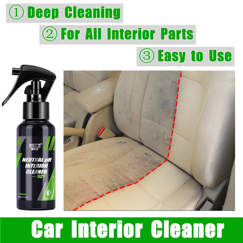 Car Interior Cleaner Agent Leather Water Free Multipurpose Auto Seat Roof Dash Cleaning Foam Spray HGKJ Car Care
