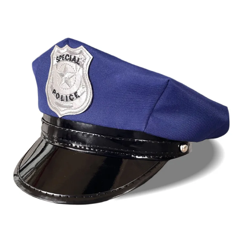 Flat Top Kids Cos Play Uniform Halloween Performance Hat Children Police Hat Toddler U.S. Octagonal Police HatFree Shipping