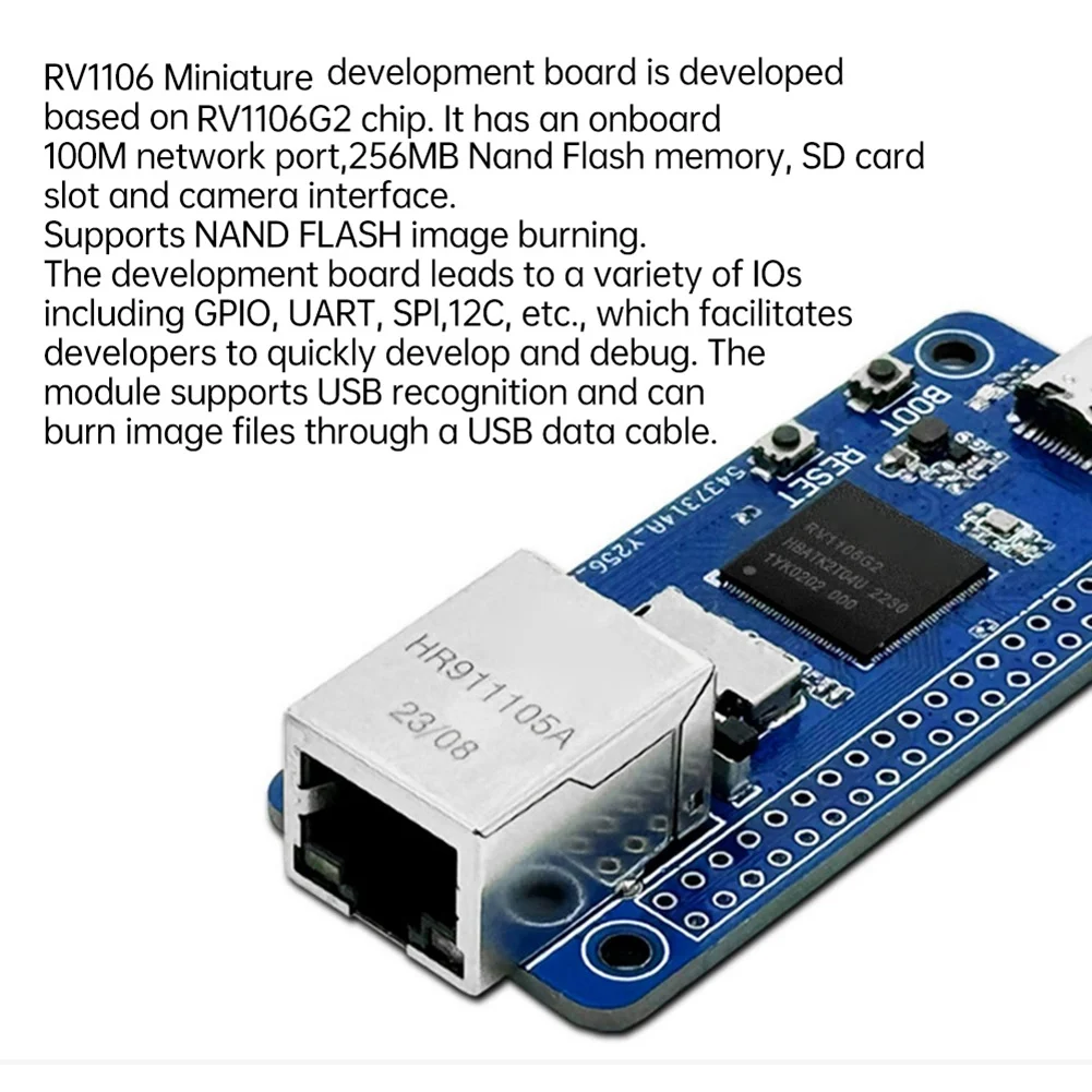 

ABJO-RV1106 Linux Development Board RISC-V Architecture 256MB Flash 100Mbps Ethernet Port Artificial Intelligence Board