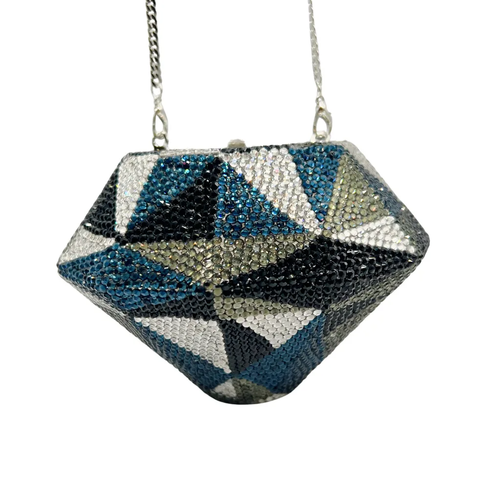 3D Diamond Evening Bag Clutches Luxury Crystal Wedding Purses Women Rhinestone Geometric Patterns Female Stone Party Dinner Bag