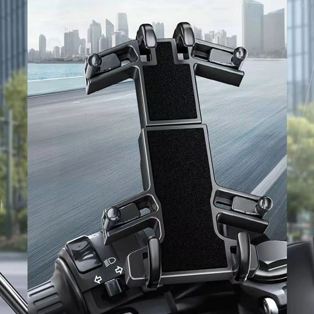 자전거 전화 홀더 360도 마운트 조정 가능한 핸들 바 맞는 알루미늄 합금 프레임 쉬운 설치 도구 고무 열 지원