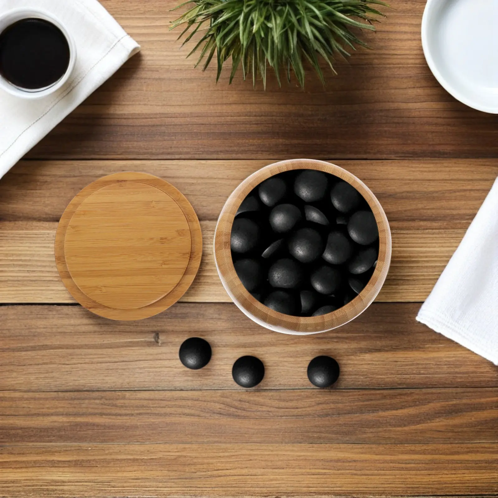 

Large Solid Chess Pieces Container 5.50x5.50x3.34in Wood Bowl Storage Box Lid Chess Game Parts Organizer