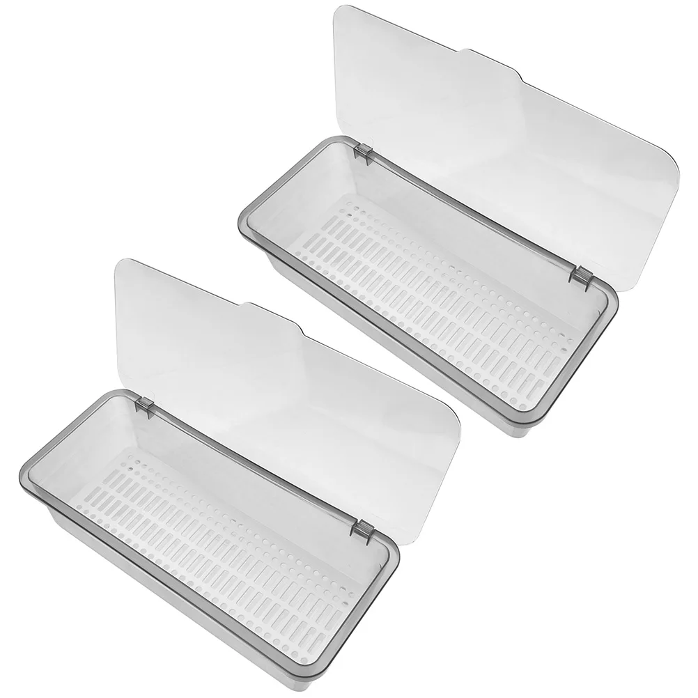 

2pcs Chopsticks Storage Box Large Capacity Kitchen ganizer Rectangular Space Saving Cutlery Tray Utensil Container Drainer