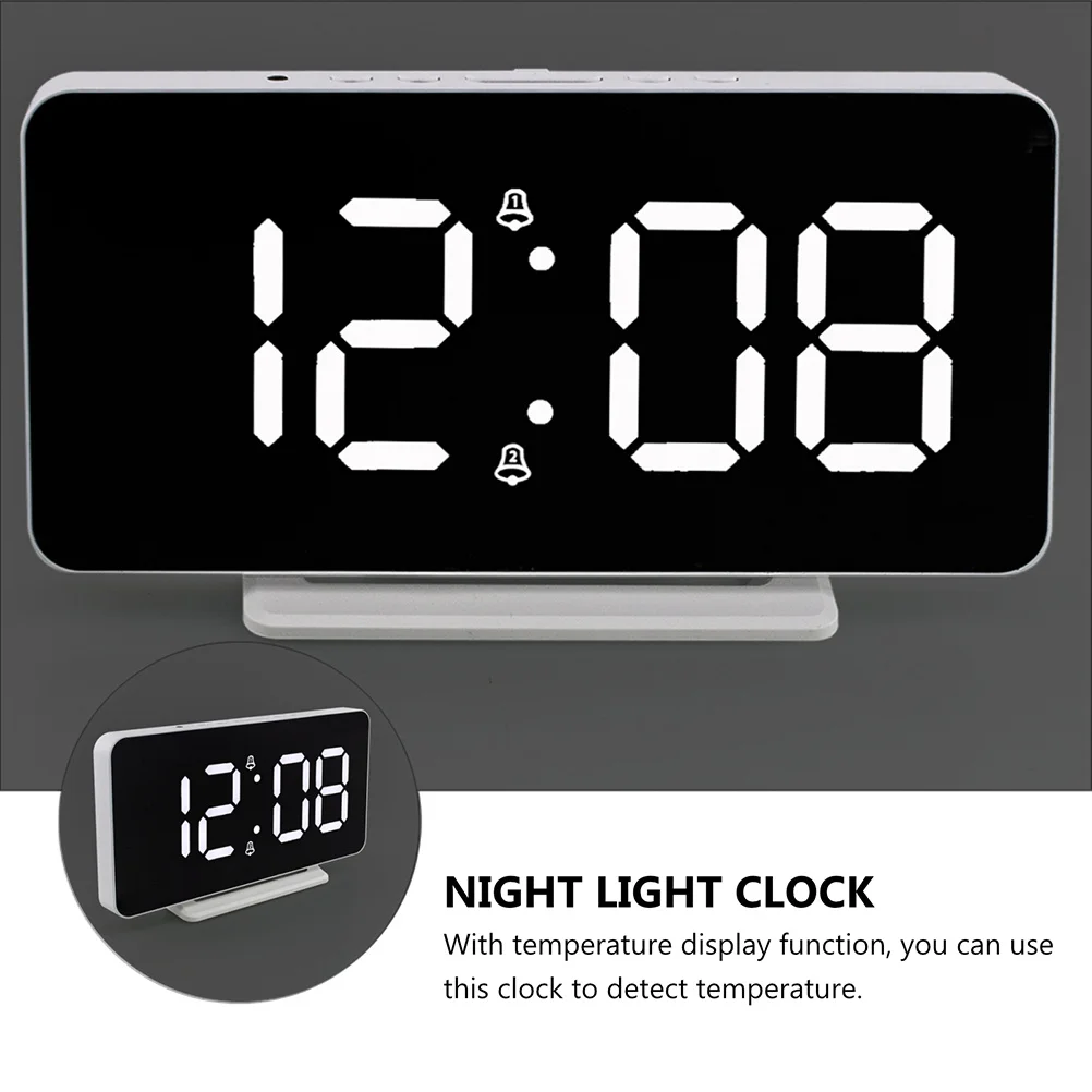 

Digital Alarm Clock LED Display Temperature Nightlight Snooze USB Cable ABS Material Home Bedroom Office