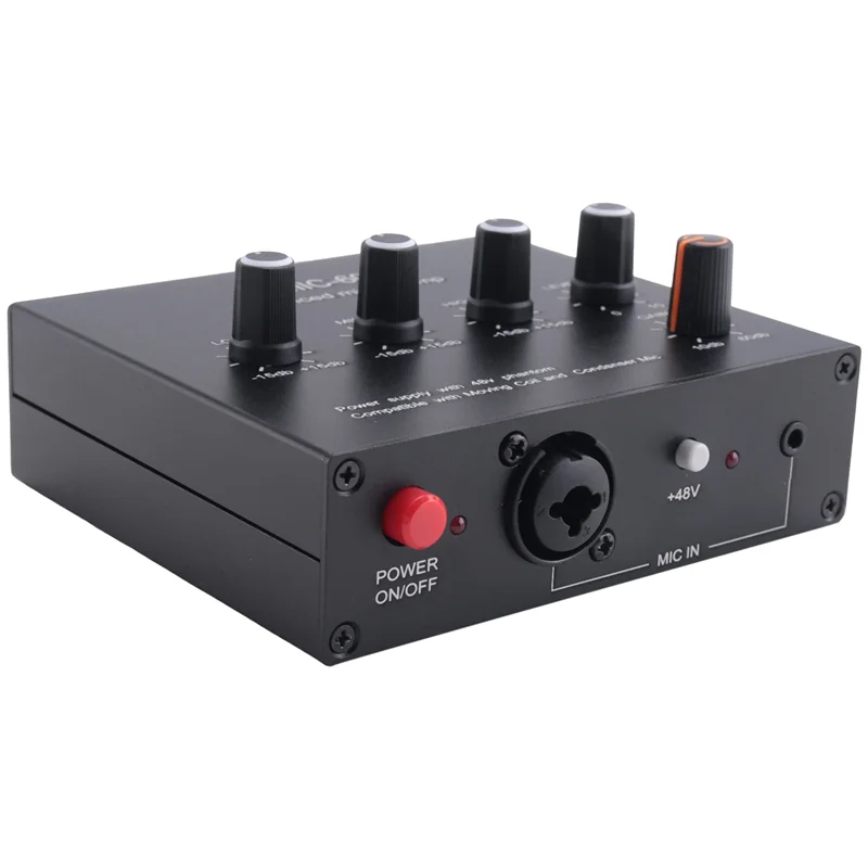 GW-MIC-60 equalizador de 3 bandas pré-amplificador de microfone balanceado com cabo DC e cabo de 6,5 mm fácil instalação fácil de usar