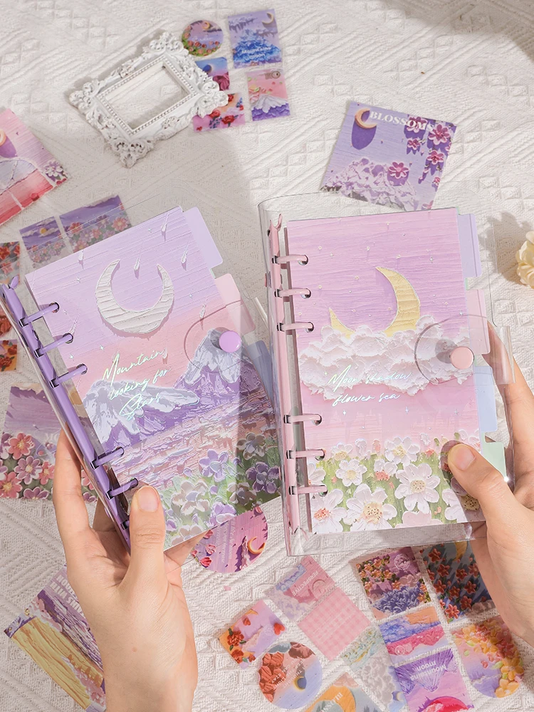 Scrapbooking Set Retro Oil Painting Style Gift Box Scrapbooking Supplies Sticker Notebook Decor Paper