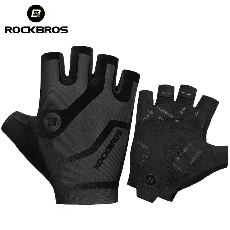 ROCKBROS Cycling Men\'s Gloves Breathable Shockproof Cycling Gloves Summer Fingerless Gloves MTB Mountain Bicycle Gloves Sports