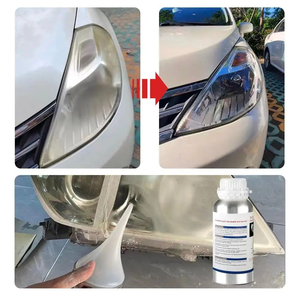 Auto Headlight Restoration Liquid, Car Headlight Scratch Restoring Fluid Repair Polish Cleaner, Restoring Dull Yellow Headlamp