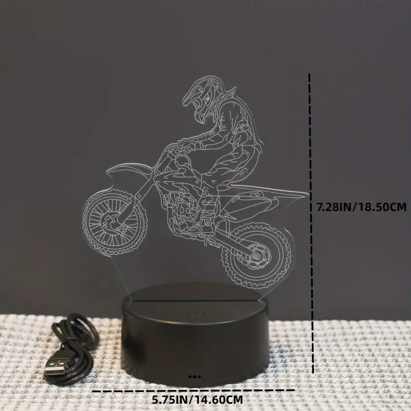 Motorcycle 3D Night Light Night Light Visual Desk Lamp with Touch Control Multiple Color Changes of RGB Ambient Light Gifts USB