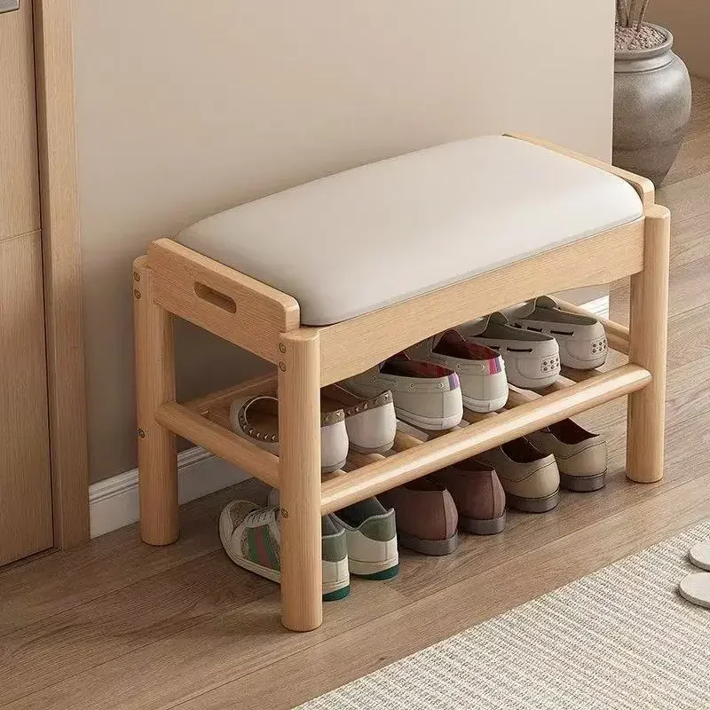 Shoe Changing Stool Entrance Household Shoe Stool Entrance Door Can Sit Shoe Cabinet Sitting Stool Integrated Solid Wood Bench